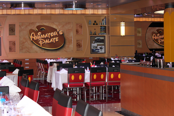 Disney cruise family vacation - Animator's Palate restaurant