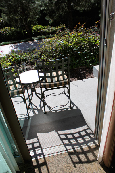 Patio threshold ADA room at the Disney Grand Californian hotel review.