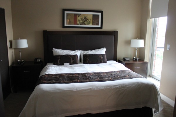 The master bedroom in our suite at the Victoria Parkside Hotel & Spa
