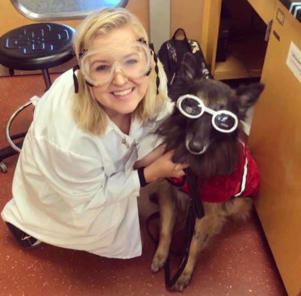 service dog at school in lab